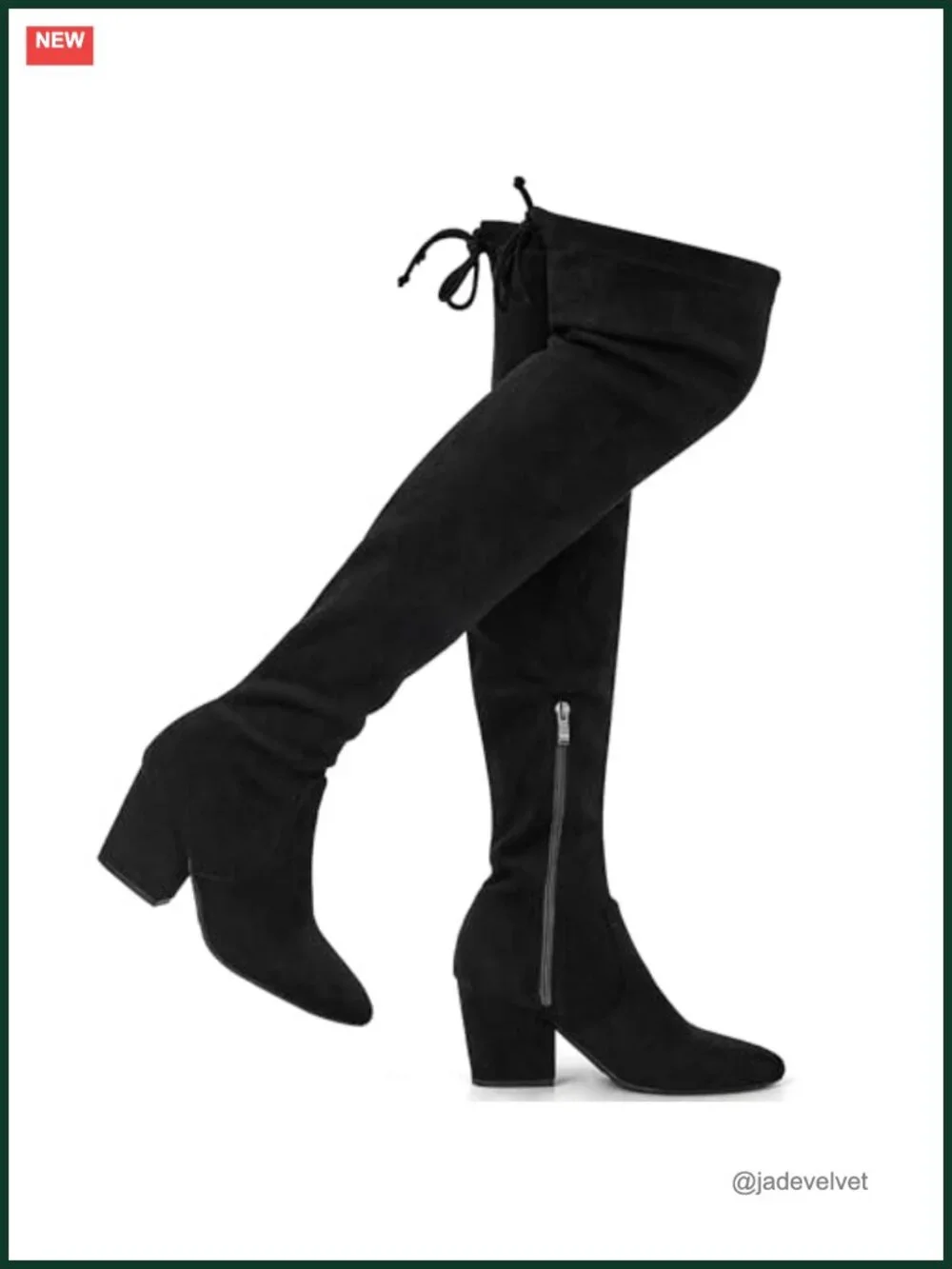 Over the Knee Stretch Suede Boots, Chunky Block Heel, Slip Resistant